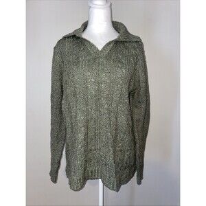 Vtg White Stag Green Heather Knit Collared Sweater Women’s XL 16/18